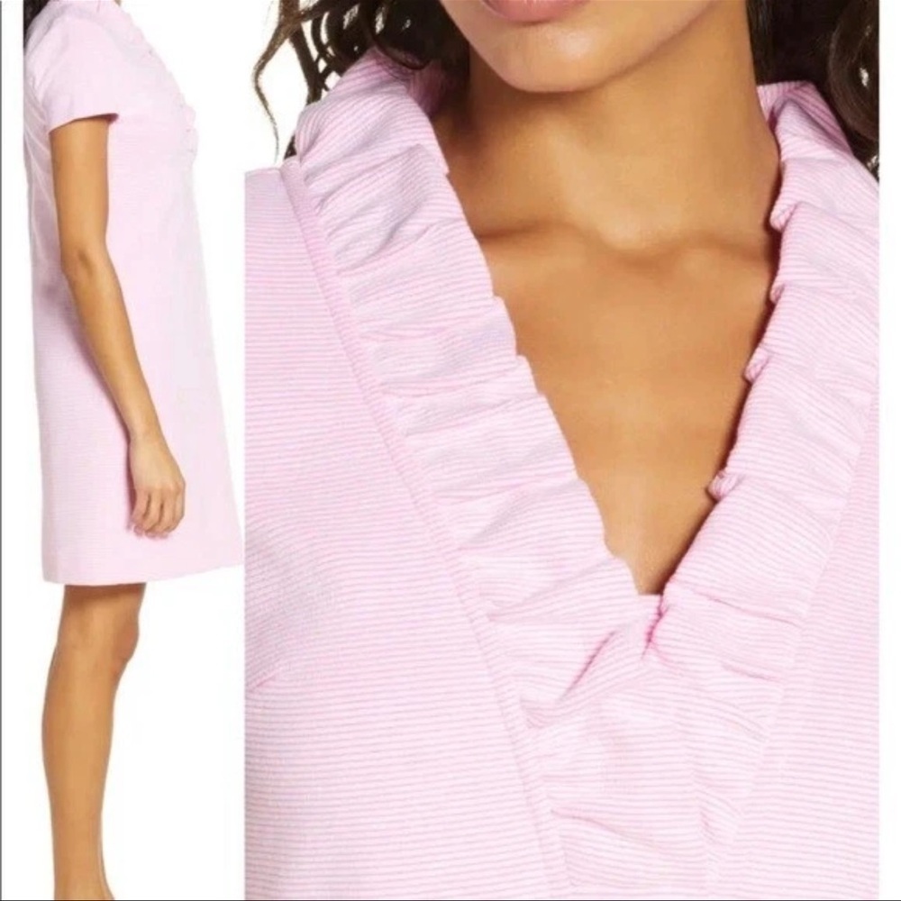 NWT LILLY PULITZER Tisbury Stripe Ruffle Neck Dress - Picture 2 of 10